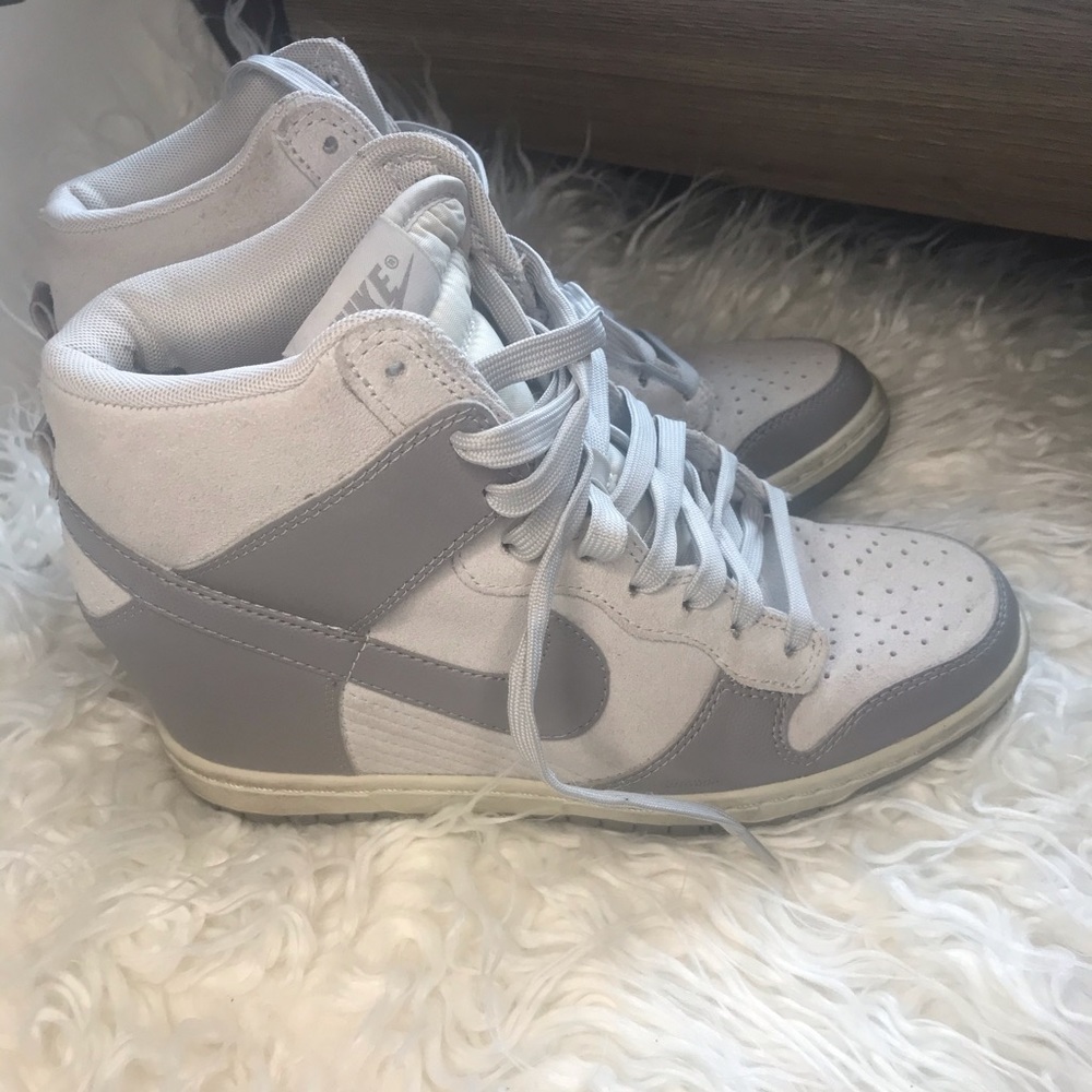 NIKE Womens High Top Sneakers - Grey on Grey